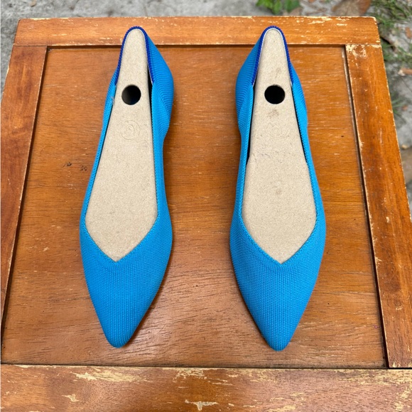 Rothy’s The Point Size 9 Discontinued Peacock Blue Like New Barely Worn - Picture 2 of 6